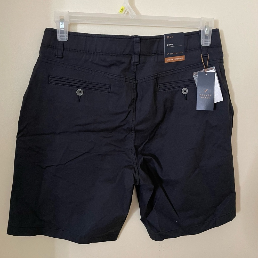 Sz 32 chino Denver Hayes Men's 8 Inch Linen Stretch Short Men's black Shorts - Picture 12 of 15